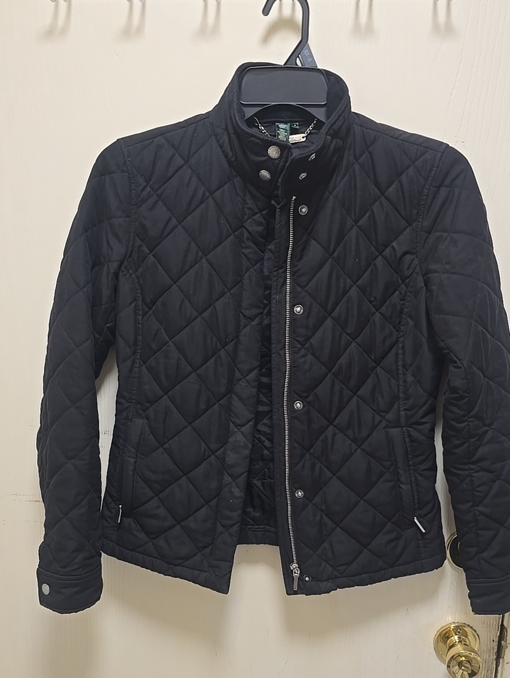 Lauren Ralph Lauren Black Quilted Diamond-Pattern Utility Jacket